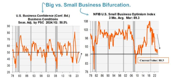 line graphs: big vs small business bifurcation