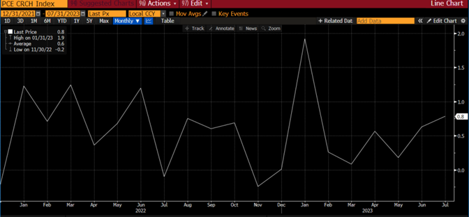 PCE CRCH Index line graph from 12/31/2021 to 07/31/2023