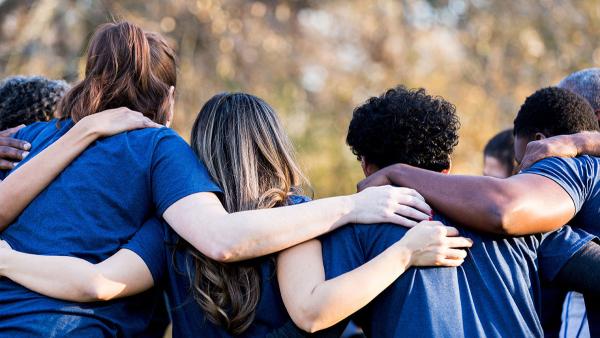 people huddled together