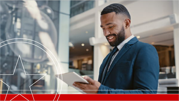 businessman looking at a tablet
